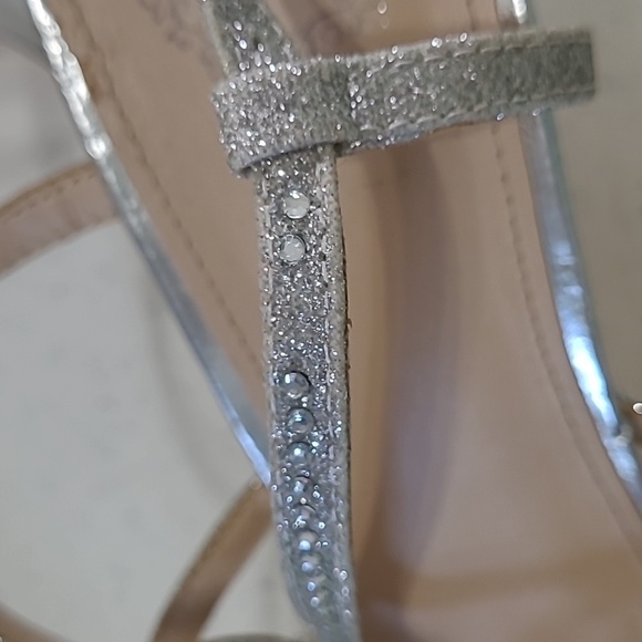 💥3for$12💥 I. Miller Silver Strappy Heeled Sandals with Rhinestones size 9 - Picture 7 of 10